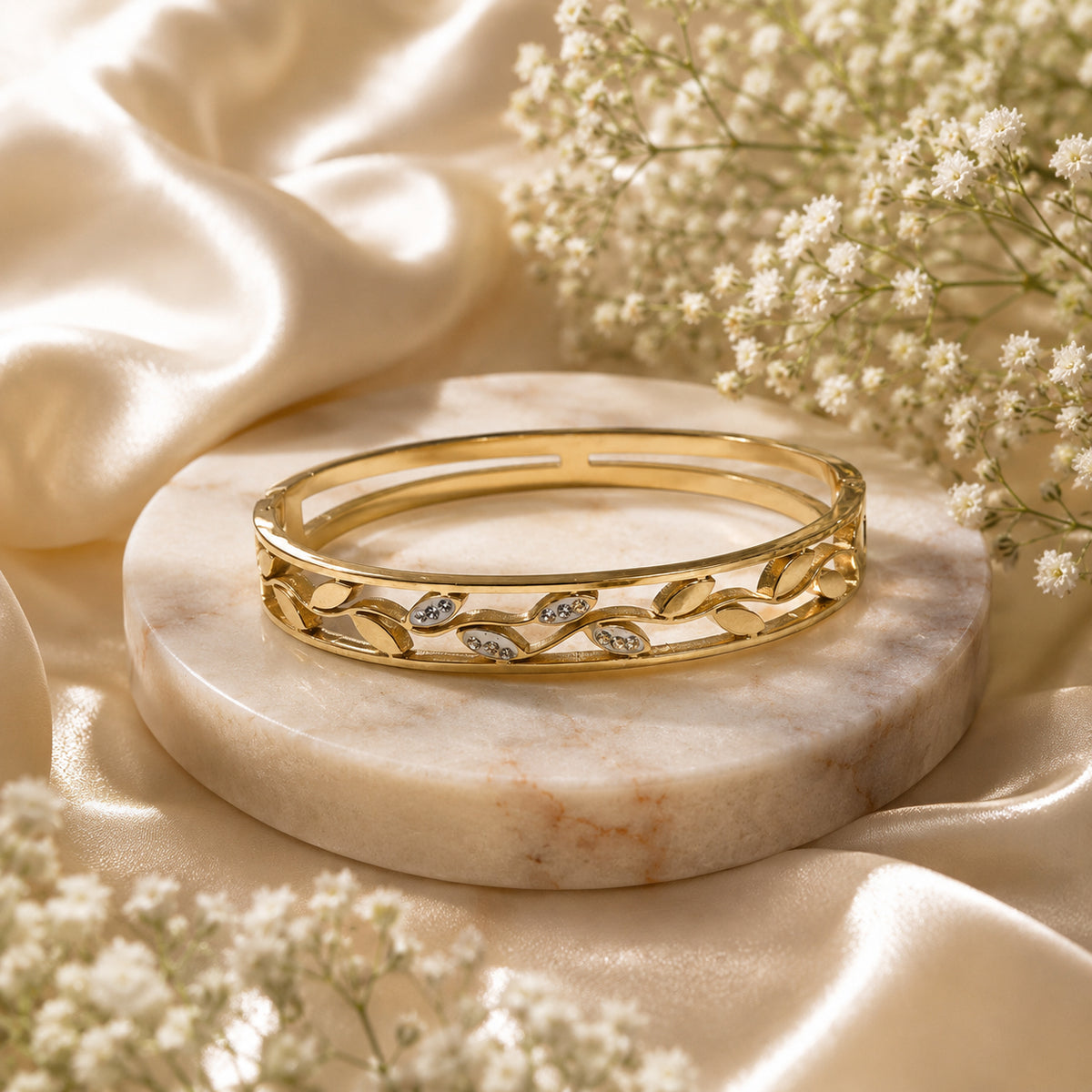 Botanical Elegance Gold Leaf Kada