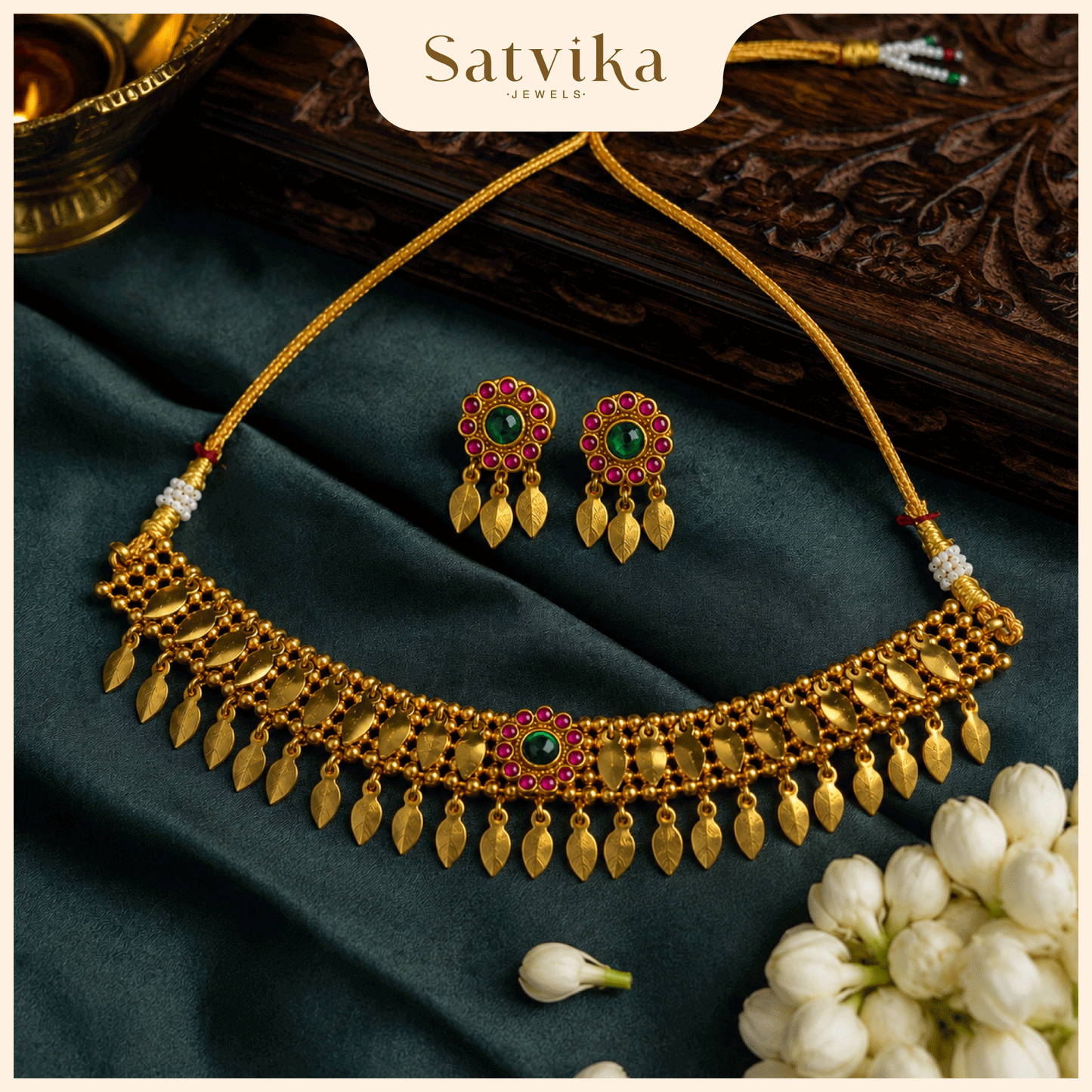 Kerala Heritage Ruby Emerald Choker Set