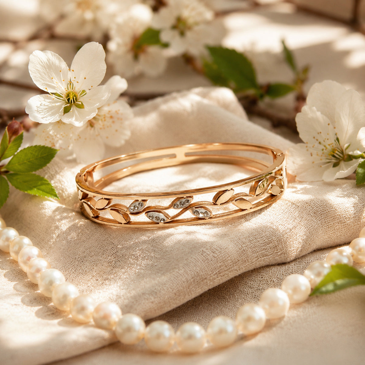 Botanical Elegance Gold Leaf Kada