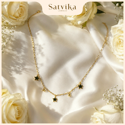 Celestial Noir Star Charm Gold Necklace