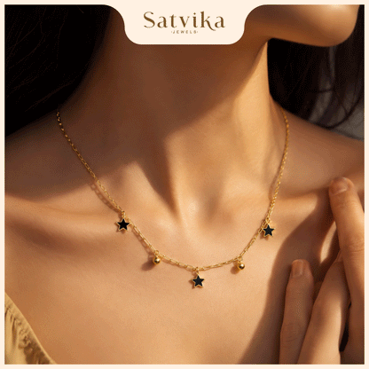 Celestial Noir Star Charm Gold Necklace
