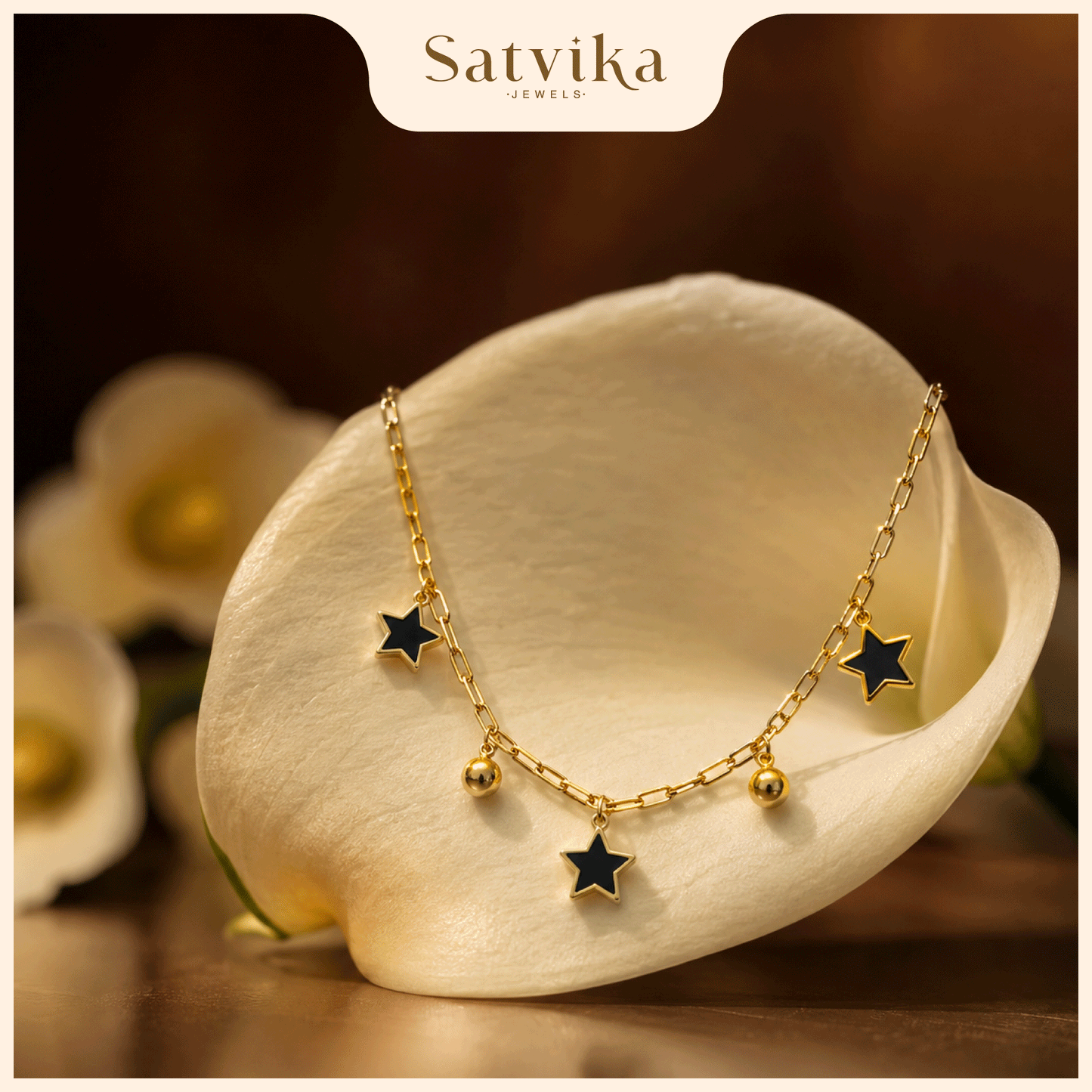 Celestial Noir Star Charm Gold Necklace