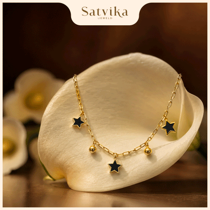 Celestial Noir Star Charm Gold Necklace