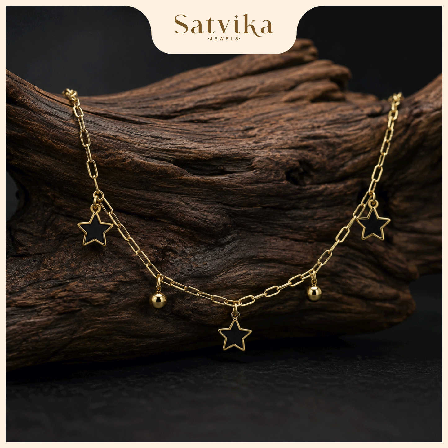 Celestial Noir Star Charm Gold Necklace