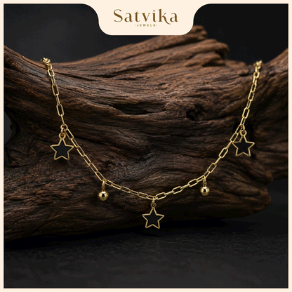 Celestial Noir Star Charm Gold Necklace