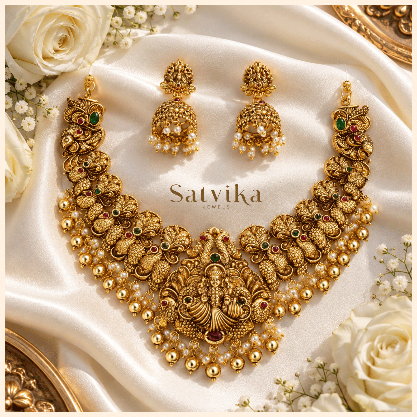 Divine Lakshmi Antique Temple Necklace Set