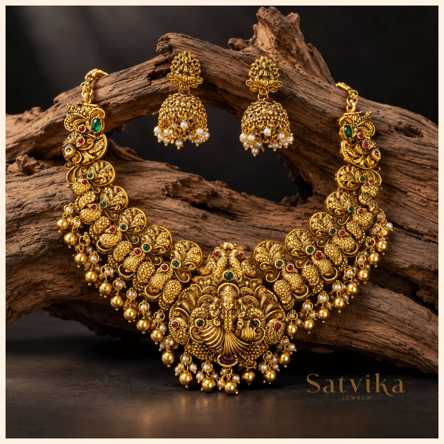 Divine Lakshmi Antique Temple Necklace Set