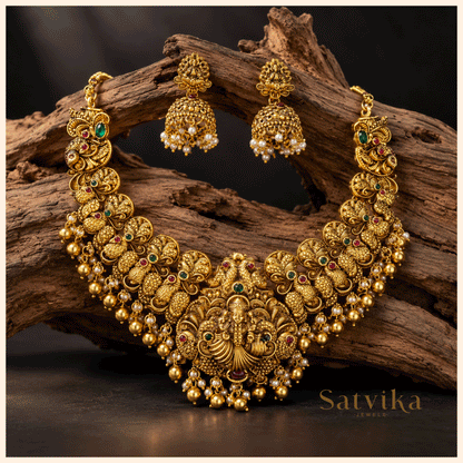 Divine Lakshmi Antique Temple Necklace Set