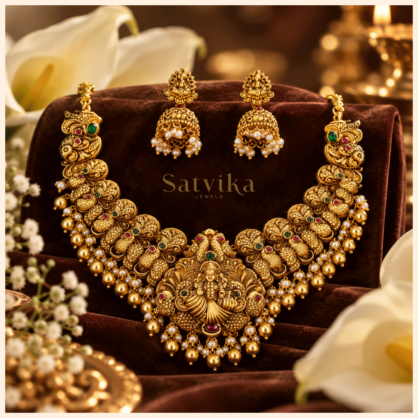 Divine Lakshmi Antique Temple Necklace Set