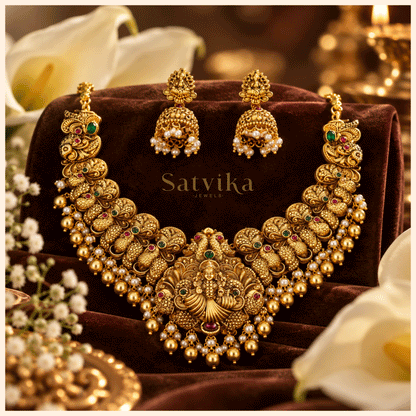 Divine Lakshmi Antique Temple Necklace Set