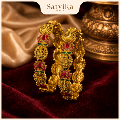 Divine Lakshmi Lotus Meenakari Kada