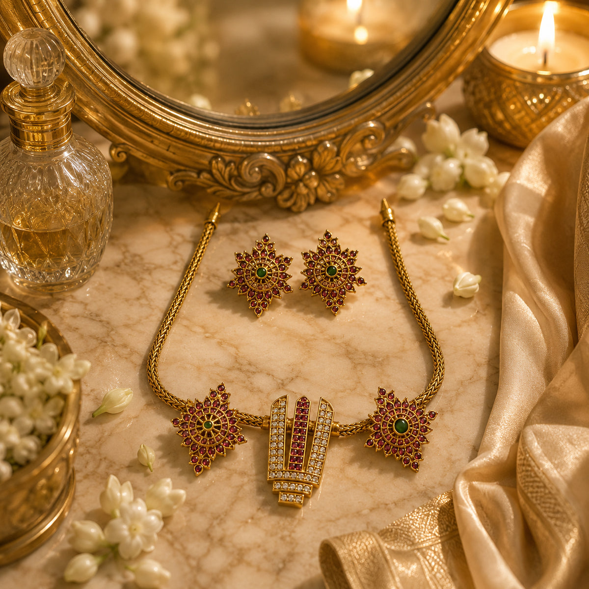 Divine Vaishnav Tilak Temple Necklace Set