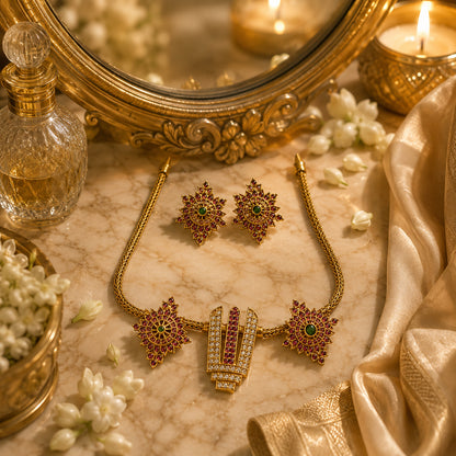 Divine Vaishnav Tilak Temple Necklace Set