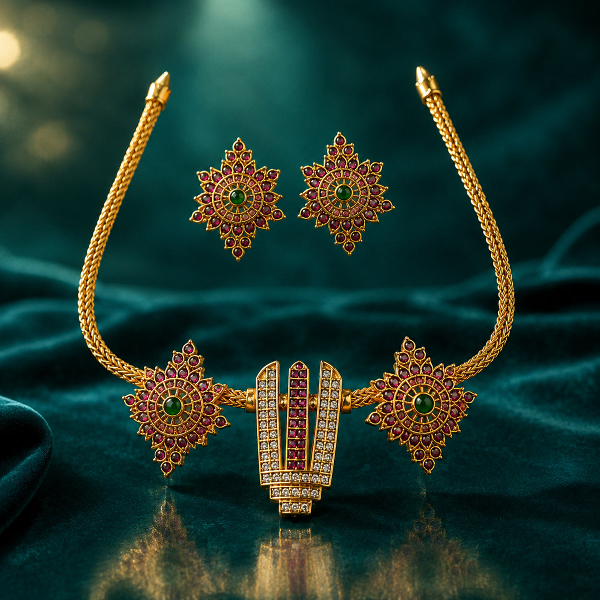 Divine Vaishnav Tilak Temple Necklace Set