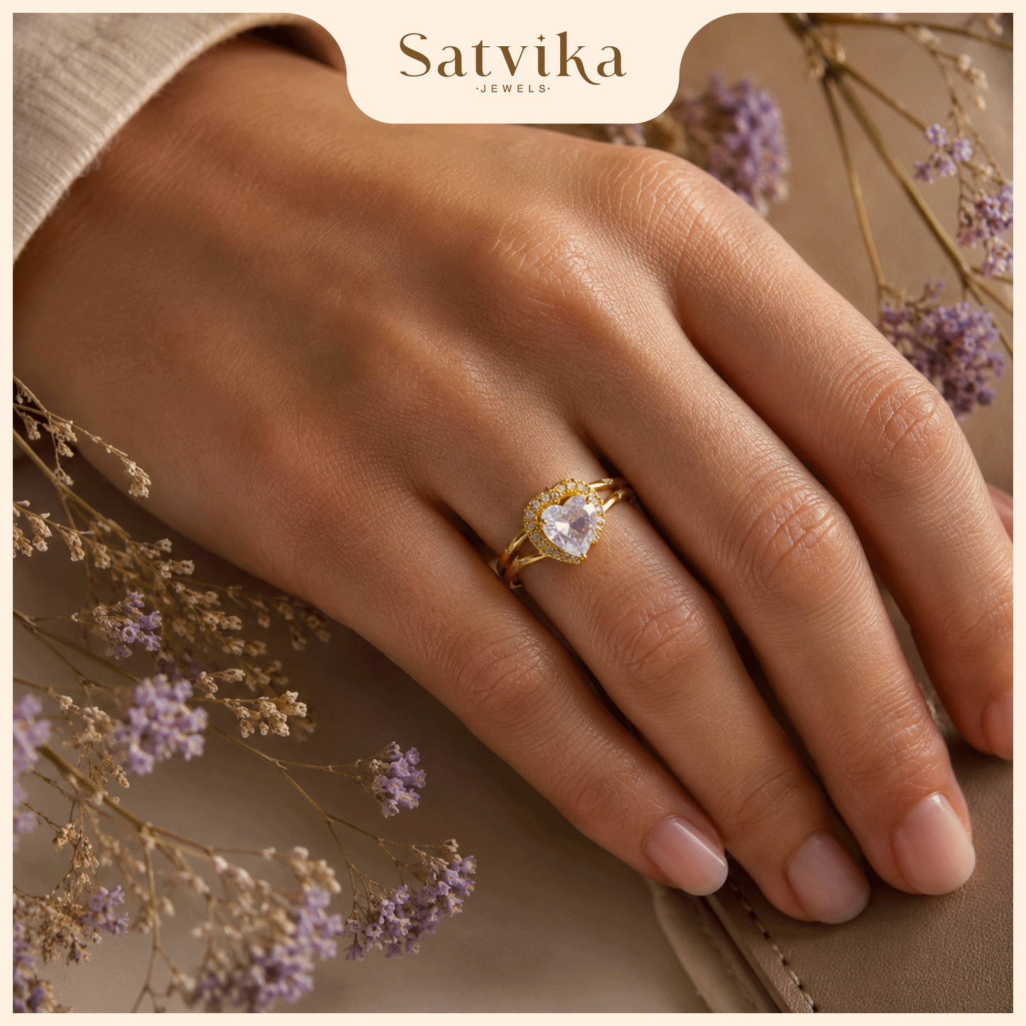Elegant Heart-Cut Halo Ring