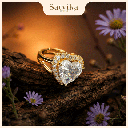 Elegant Heart-Cut Halo Ring