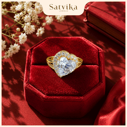 Elegant Heart-Cut Halo Ring