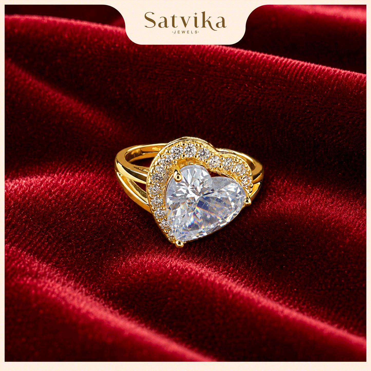 Elegant Heart-Cut Halo Ring
