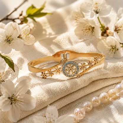 Elegant Blossom Sparkle Gold Kada