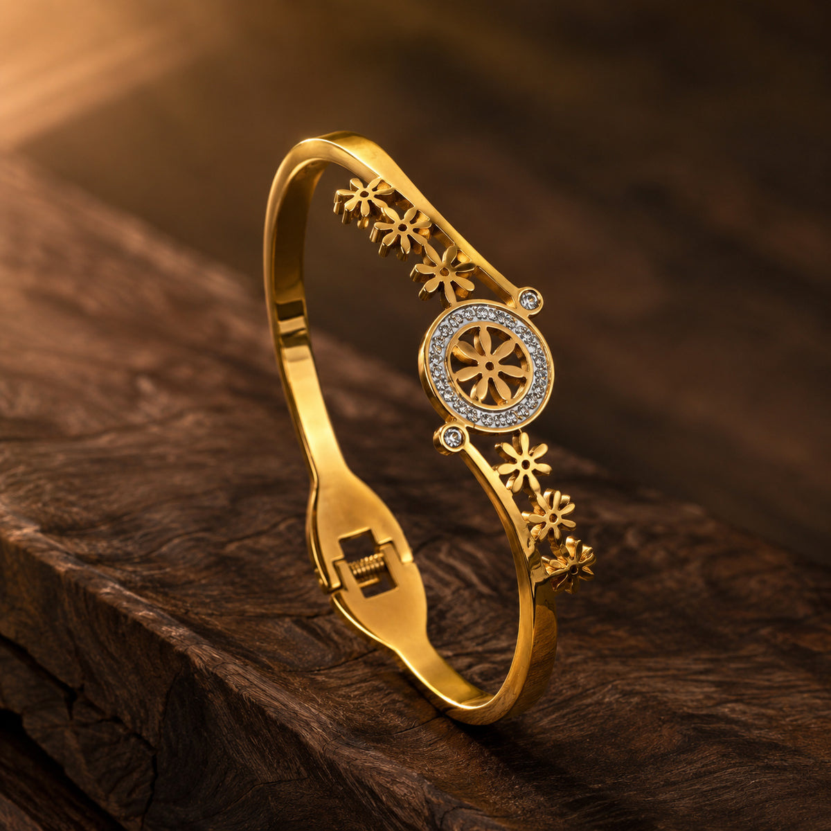 Elegant Blossom Sparkle Gold Kada