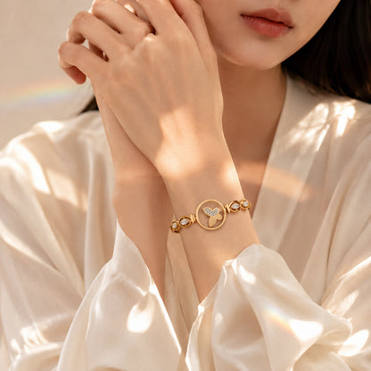 Elegant Butterfly Rose Gold Plated Charm Bracelet