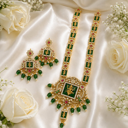 Mahalakshmi Emerald Heritage Necklace Set