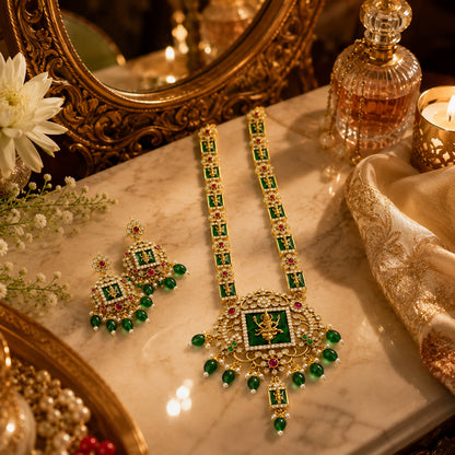 Mahalakshmi Emerald Heritage Necklace Set