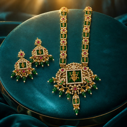 Mahalakshmi Emerald Heritage Necklace Set
