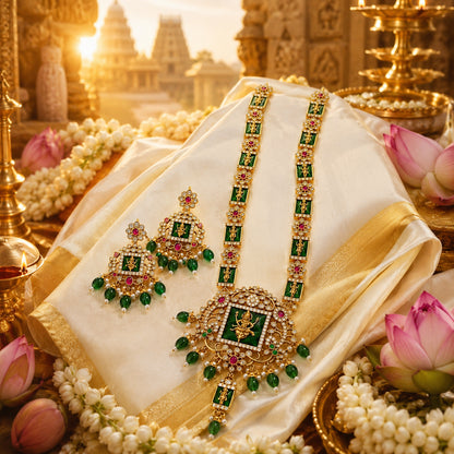 Mahalakshmi Emerald Heritage Necklace Set