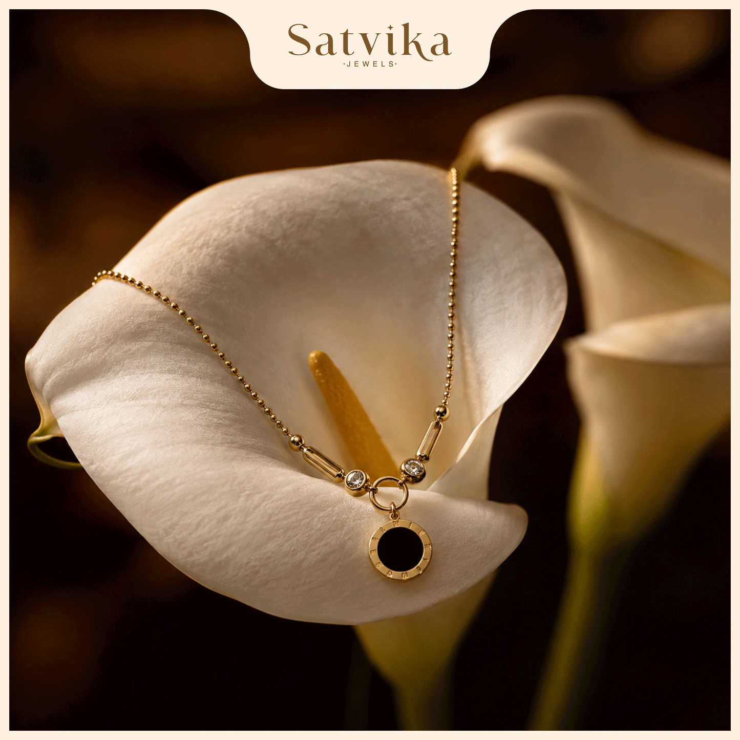 Noir Onyx Medallion Gold Necklace