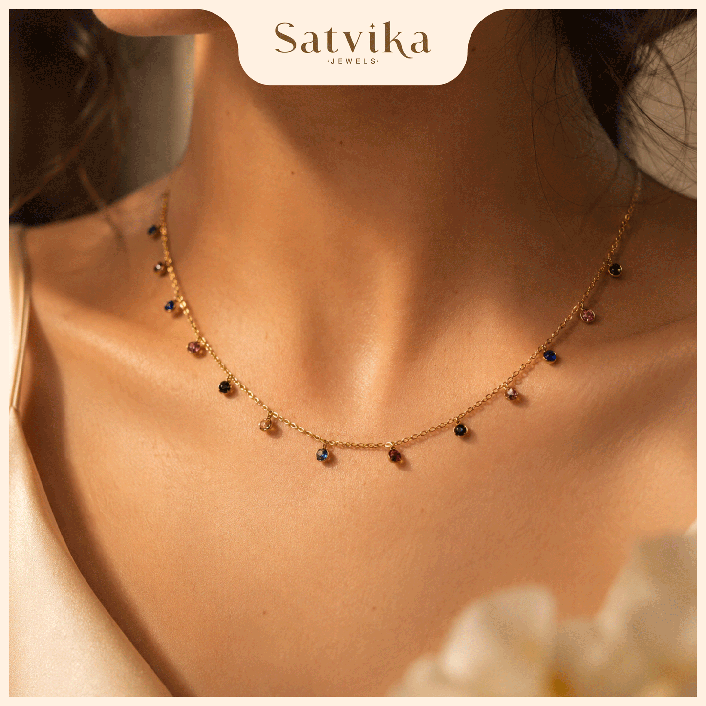 Prismatic Gemstone Drop Charm Necklace