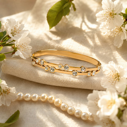 Radiant Crystal Gold Kada Bracelet