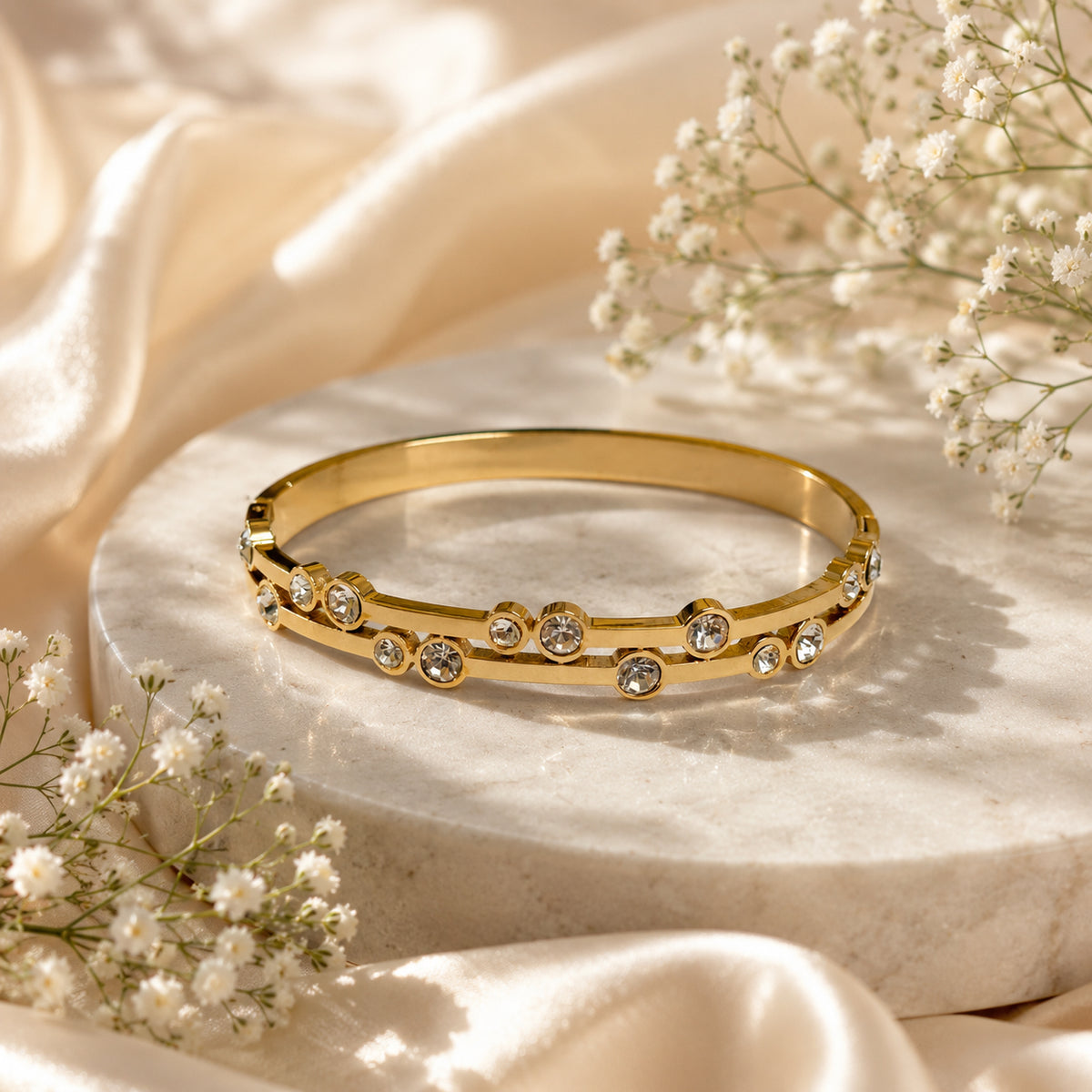 Radiant Crystal Gold Kada Bracelet