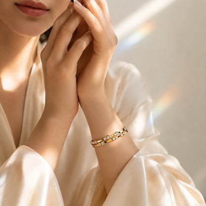 Radiant Crystal Gold Kada Bracelet
