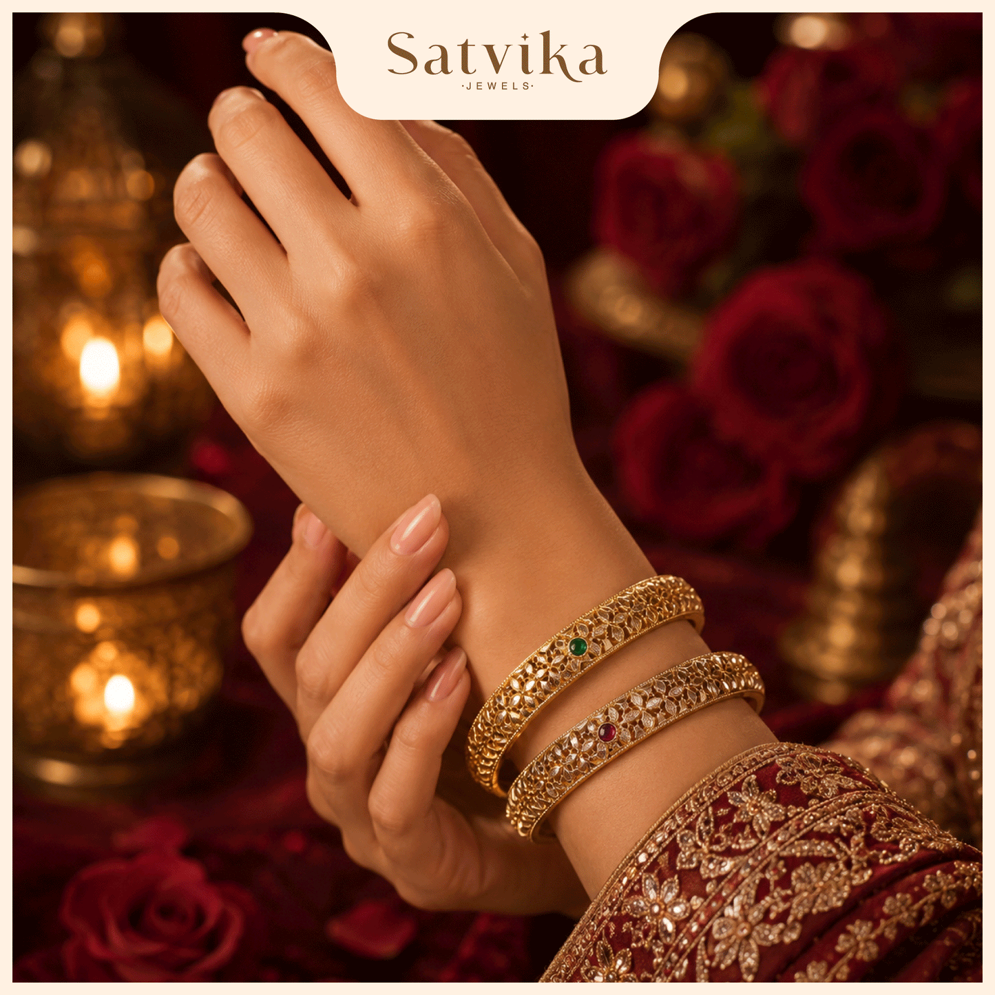 Regal Antique Temple Motif Gold Bangle