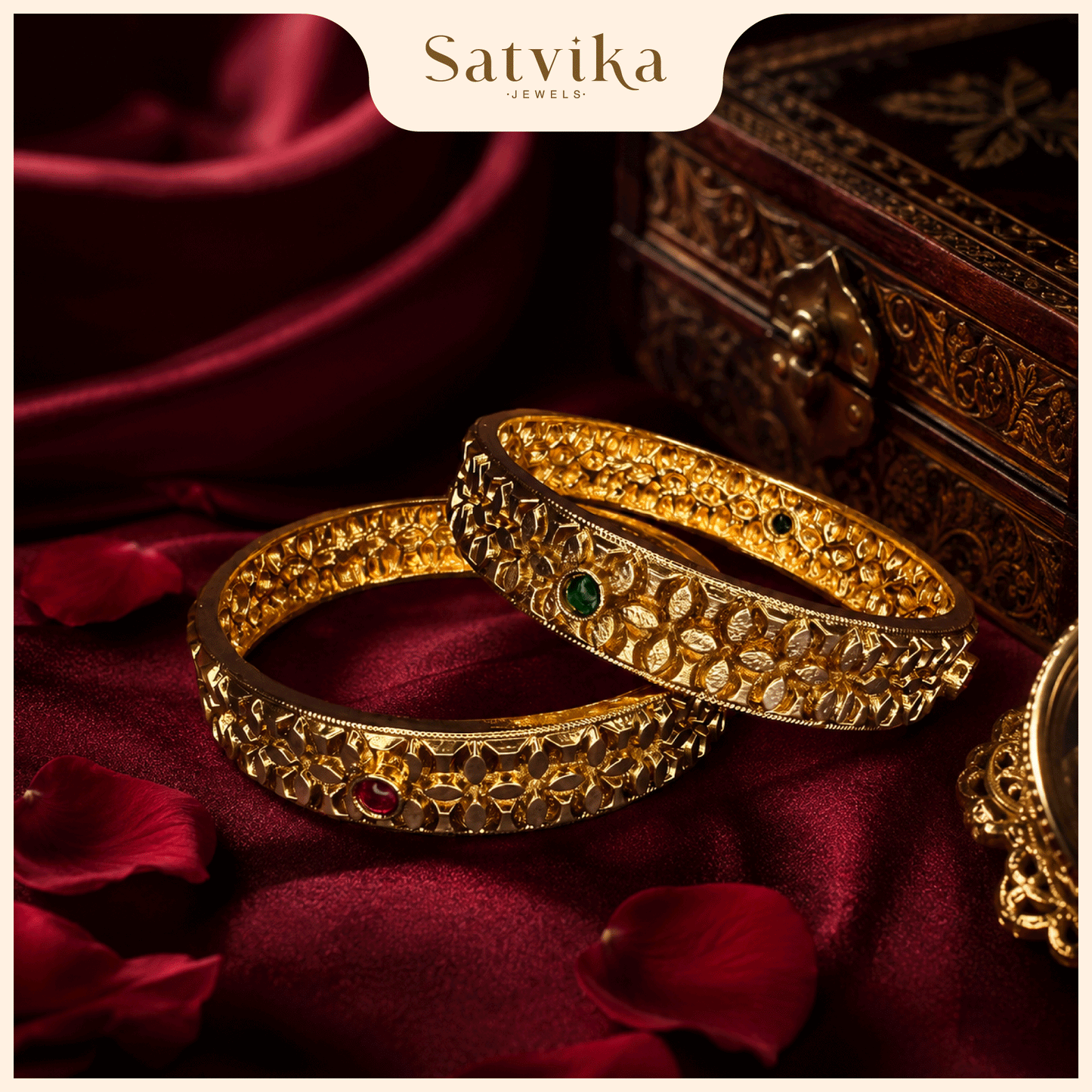 Regal Antique Temple Motif Gold Bangle