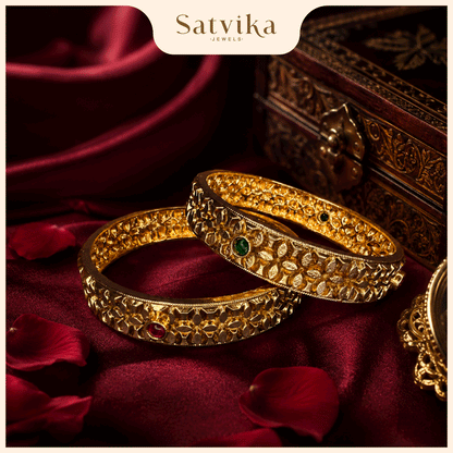 Regal Antique Temple Motif Gold Bangle