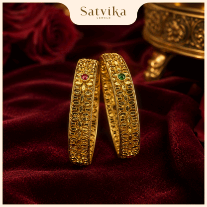 Regal Antique Temple Motif Gold Bangle