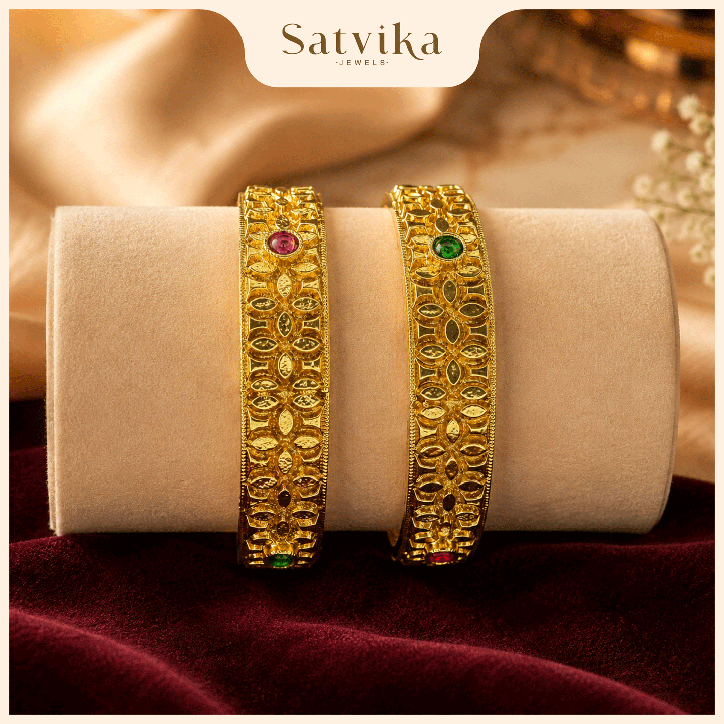 Regal Antique Temple Motif Gold Bangle