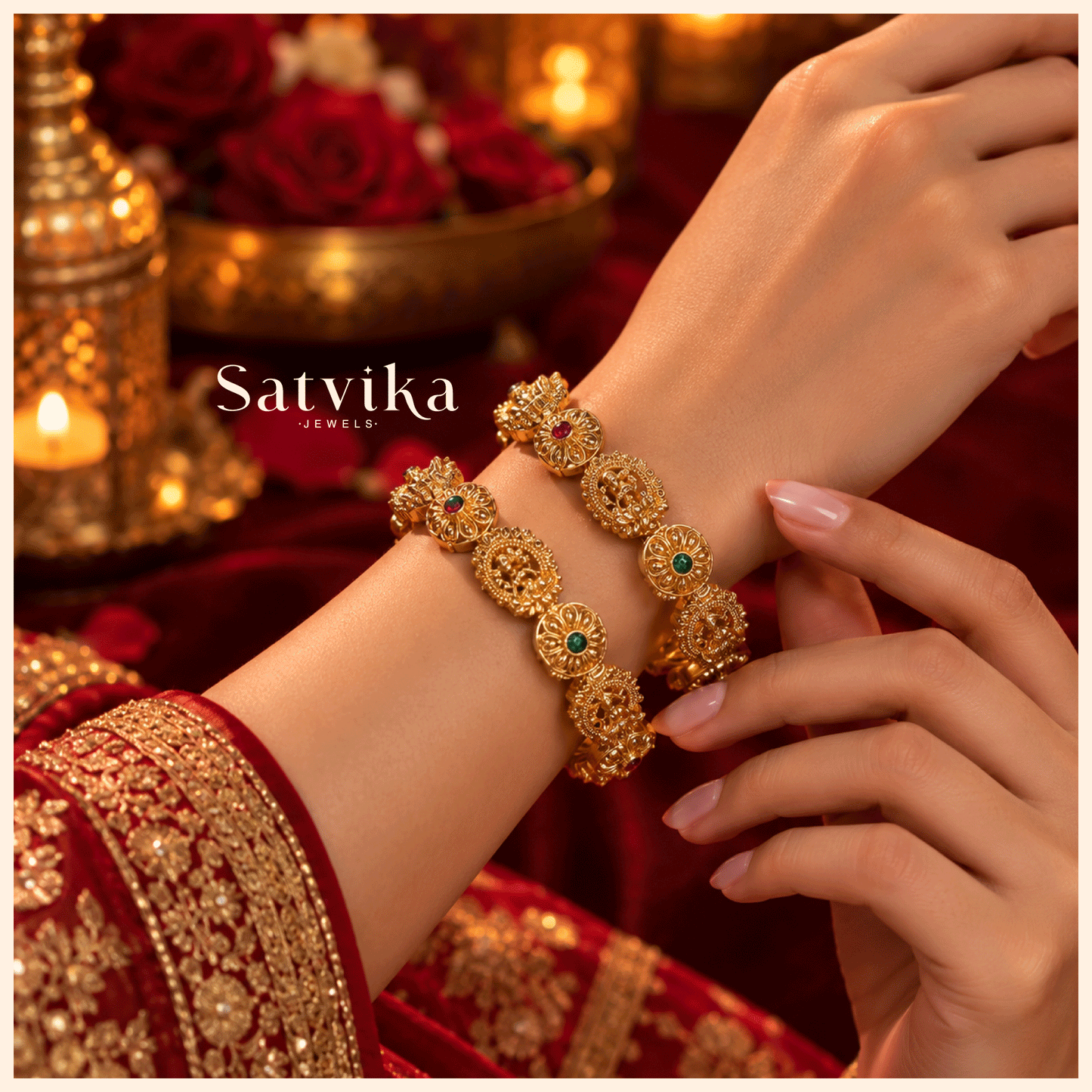 Regal Heritage Antique Gold Temple Kada Bangles