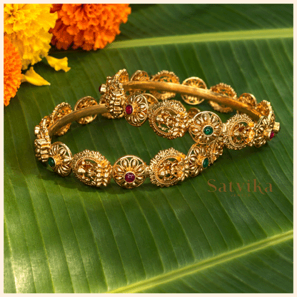 Regal Heritage Antique Gold Temple Kada Bangles
