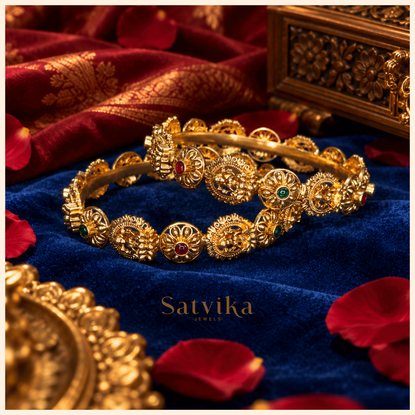 Regal Heritage Antique Gold Temple Kada Bangles