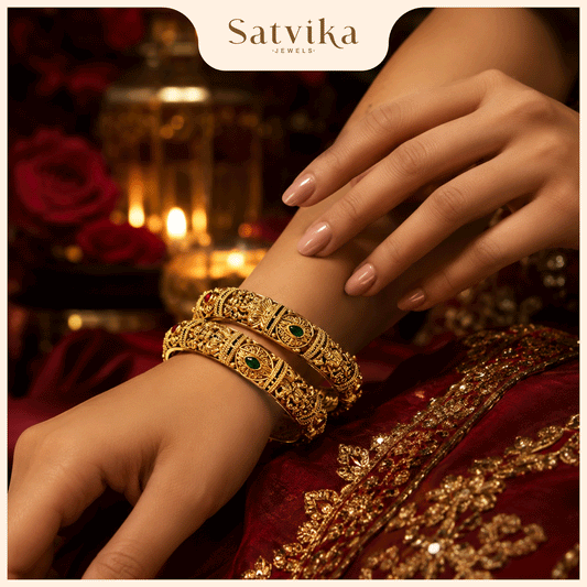 Regal Lakshmi Antique Gold Kada Bangles
