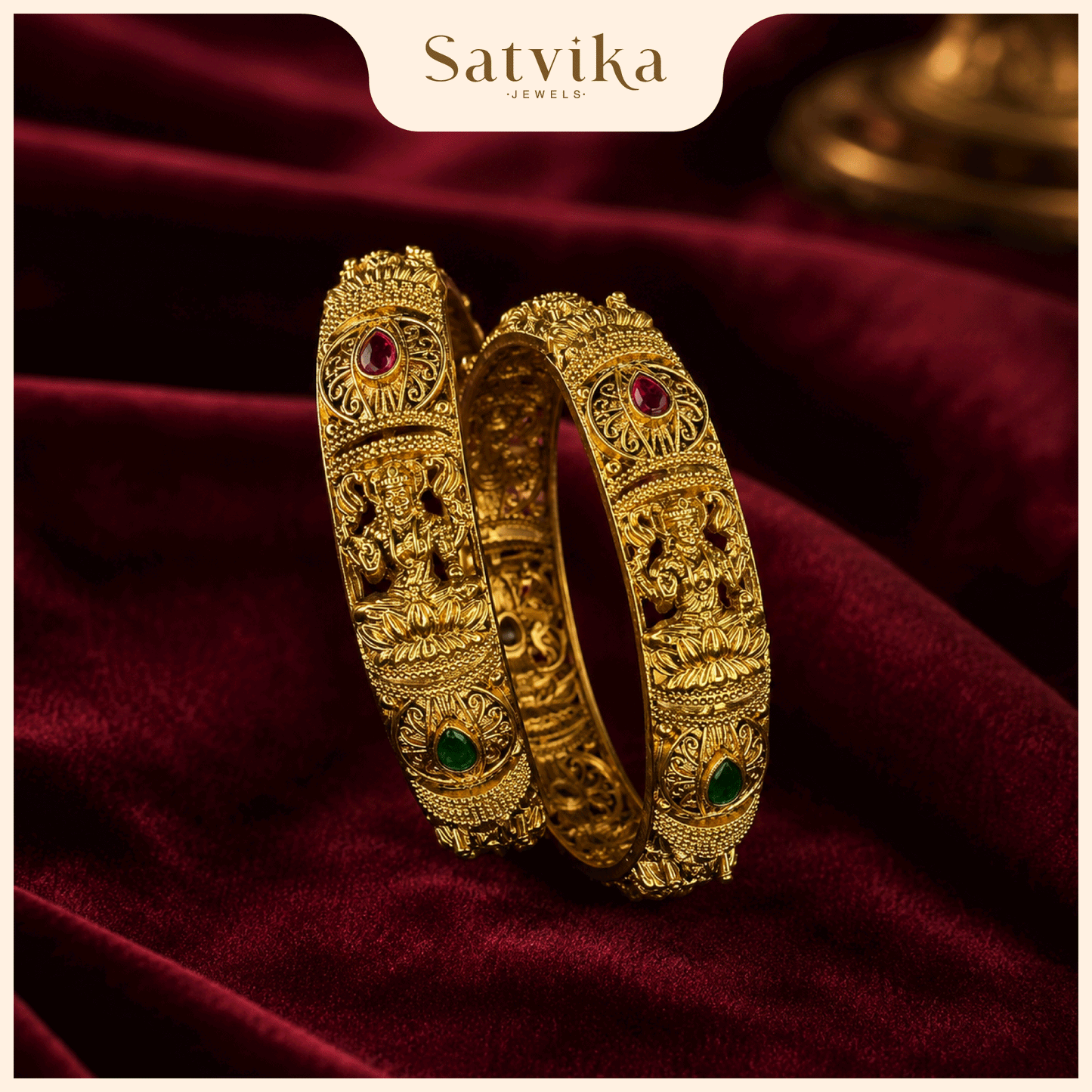 Regal Lakshmi Antique Gold Kada Bangles