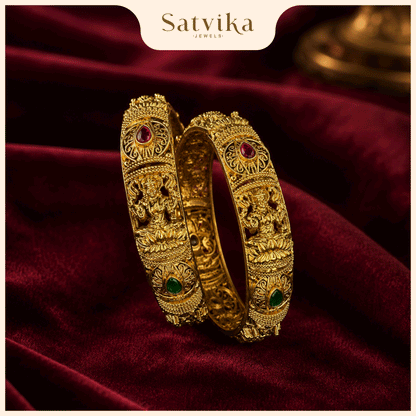 Regal Lakshmi Antique Gold Kada Bangles