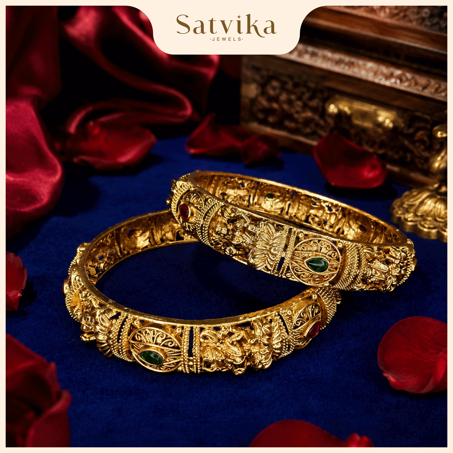 Regal Lakshmi Antique Gold Kada Bangles