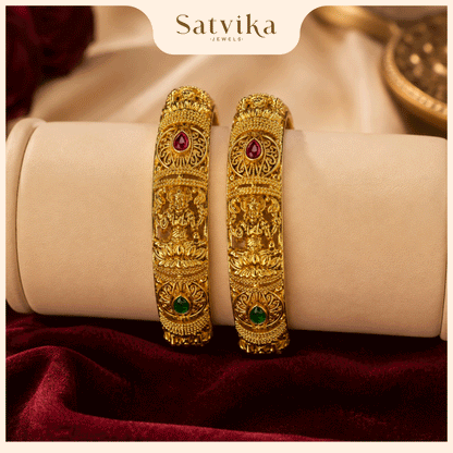 Regal Lakshmi Antique Gold Kada Bangles