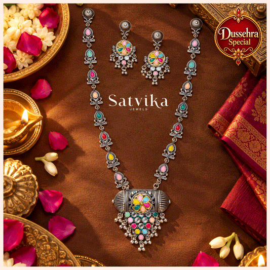 Regal Spectrum Oxidised Silver Necklace Set