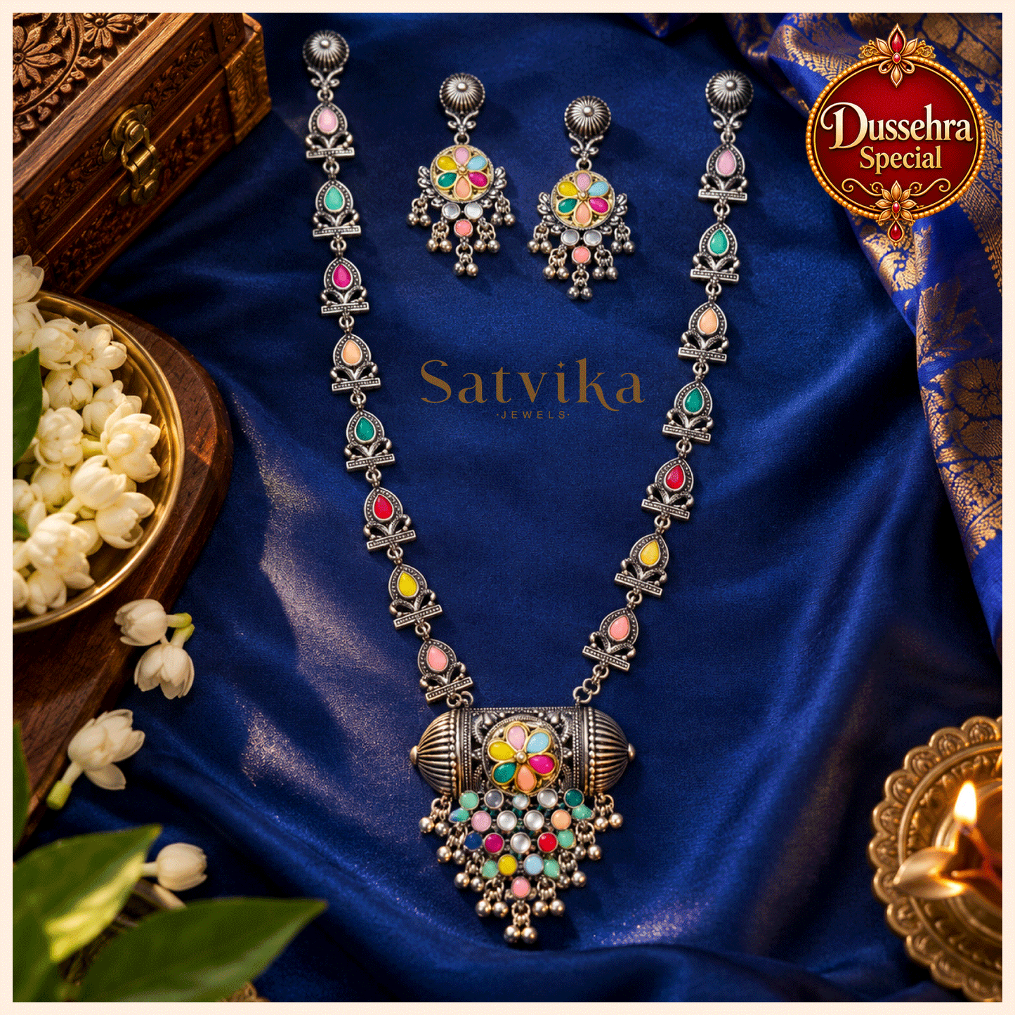 Regal Spectrum Oxidised Silver Necklace Set