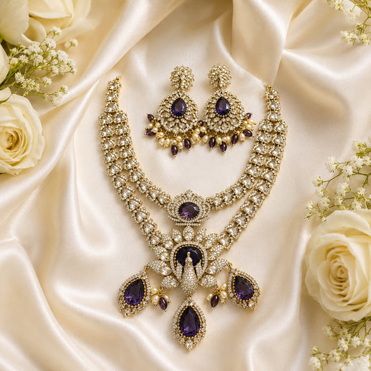 Regal Peacock Polki Kundan Bridal Necklace Set